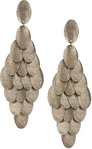Textured Gold Look Earrings - predominant colour: gold; occasions: casual, occasion; style: drop; length: long; size: large/oversized; material: chain/metal; fastening: pierced; finish: metallic