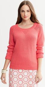 Milly Collection Crew Neck Pullover - neckline: scoop neck; pattern: plain; style: standard; predominant colour: coral; occasions: casual, holiday; length: standard; fibres: cotton - 100%; fit: standard fit; sleeve length: long sleeve; sleeve style: standard; texture group: knits/crochet; trends: fluorescent; pattern type: knitted - fine stitch