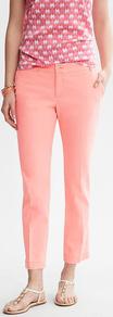 Milly Collection City Chino - pattern: plain; pocket detail: small back pockets, pockets at the sides; waist detail: belted waist/tie at waist/drawstring; waist: mid/regular rise; predominant colour: coral; occasions: casual, holiday; length: ankle length; style: chino; fibres: cotton - stretch; texture group: cotton feel fabrics; fit: slim leg; pattern type: fabric