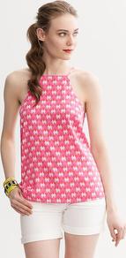 Milly Collection Printed Halter Top - sleeve style: sleeveless; neckline: high neck; back detail: racer back/sports back; secondary colour: white; predominant colour: pink; occasions: casual, evening, holiday; length: standard; style: top; fit: body skimming; sleeve length: sleeveless; texture group: silky - light; trends: fluorescent; pattern type: fabric; pattern size: light/subtle; pattern: patterned/print; fibres: silk - stretch