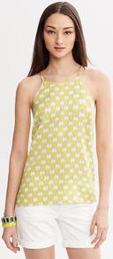 Milly Collection Printed Halter Top - neckline: round neck; sleeve style: spaghetti straps; back detail: racer back/sports back; predominant colour: lime; occasions: casual, evening, holiday; length: standard; style: top; fit: body skimming; sleeve length: sleeveless; texture group: silky - light; pattern type: fabric; pattern size: light/subtle; pattern: patterned/print; fibres: silk - stretch