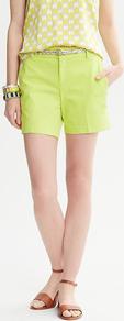 Milly Collection Neon Short - pattern: plain; style: shorts; pocket detail: small back pockets, pockets at the sides; length: mid thigh shorts; waist: mid/regular rise; predominant colour: lime; occasions: casual, evening, holiday; fibres: cotton - stretch; texture group: cotton feel fabrics; trends: fluorescent; fit: straight leg; pattern type: fabric