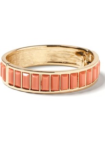 Milly Collection Baguette Bangle - predominant colour: coral; secondary colour: gold; occasions: casual, evening, work, holiday; style: bangle; size: standard; material: chain/metal; finish: patent; embellishment: jewels