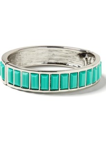 Milly Collection Baguette Bangle - predominant colour: mint green; secondary colour: silver; occasions: casual, evening, work, holiday; style: bangle; size: standard; material: chain/metal; finish: metallic; embellishment: jewels