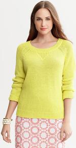 Milly Collection Crew Neck Pullover - neckline: scoop neck; pattern: plain; style: standard; predominant colour: primrose yellow; occasions: casual, holiday; length: standard; fibres: cotton - 100%; fit: standard fit; sleeve length: long sleeve; sleeve style: standard; texture group: knits/crochet; pattern type: knitted - fine stitch