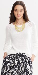 Milly Collection Crew Neck Pullover - neckline: scoop neck; pattern: plain; style: standard; predominant colour: white; occasions: casual, work, holiday; length: standard; fibres: cotton - 100%; fit: standard fit; sleeve length: long sleeve; sleeve style: standard; texture group: knits/crochet; pattern type: knitted - fine stitch