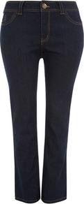 Indigo Straight Leg Jeans - style: straight leg; length: standard; pattern: plain; pocket detail: traditional 5 pocket; waist: mid/regular rise; predominant colour: navy; occasions: casual; fibres: cotton - stretch; jeans detail: dark wash; texture group: denim; pattern type: fabric