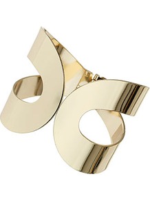 Gold Loop Clamp Bracelet - predominant colour: gold; occasions: casual, evening, work, occasion, holiday; style: cuff; size: standard; material: chain/metal; finish: metallic; embellishment: chain/metal