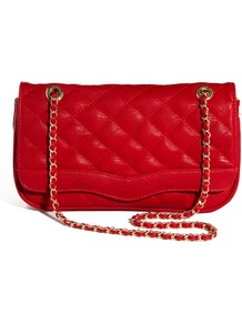 Kannard Quilted Chain Strap Cross Body Bag - predominant colour: true red; occasions: casual, evening; type of pattern: standard; style: shoulder; length: across body/long; size: small; material: faux leather; embellishment: quilted; pattern: plain; finish: plain