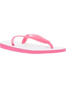 Traditional Flip Flop - predominant colour: pink; occasions: casual, holiday; material: plastic/rubber; heel height: flat; heel: standard; toe: toe thongs; style: flip flops / toe post; finish: plain; pattern: plain