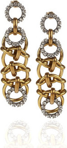 Classic Chainlink Crystal Earrings - secondary colour: silver; predominant colour: gold; occasions: evening, occasion, holiday; style: drop; length: long; size: large/oversized; material: chain/metal; fastening: pierced; trends: metallics; finish: metallic; embellishment: chain/metal