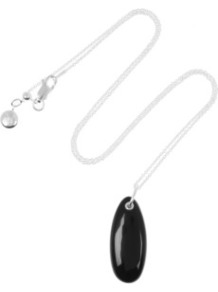 Sterling Silver Onyx Pendant Necklace - secondary colour: silver; predominant colour: black; occasions: casual, evening, work, holiday; style: pendant; length: long; size: small; material: chain/metal; finish: plain; embellishment: beading