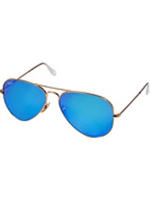 Large Metal Mirrored Aviator Sunglasses In Arista - predominant colour: diva blue; secondary colour: gold; occasions: casual, holiday; style: aviator; size: standard; material: chain/metal; trends: fluorescent; finish: metallic; pattern: colourblock