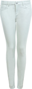 Mint Green Super Skinny Jean - style: skinny leg; length: standard; pattern: plain; pocket detail: traditional 5 pocket; waist: mid/regular rise; predominant colour: pistachio; occasions: casual, evening, holiday; fibres: cotton - stretch; texture group: denim; pattern type: fabric