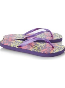 Ombre Animal Print Flip Flops Violet - predominant colour: lilac; occasions: casual, holiday; material: plastic/rubber; heel height: flat; heel: standard; toe: toe thongs; style: flip flops / toe post; finish: plain; pattern: patterned/print