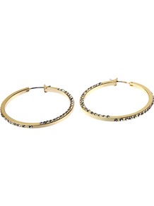 Full Hoop Diamanté Earrings, Gold - predominant colour: gold; occasions: evening, work, occasion; style: hoop; length: mid; size: standard; material: chain/metal; fastening: pierced; finish: plain; embellishment: crystals