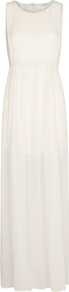 Sheer Slit Maxi Dress, Natural White - style: empire line; neckline: round neck; fit: empire; pattern: plain; sleeve style: sleeveless; length: ankle length; predominant colour: ivory; fibres: polyester/polyamide - 100%; occasions: occasion, holiday; hip detail: slits at hip; sleeve length: sleeveless; texture group: sheer fabrics/chiffon/organza etc.; pattern type: fabric