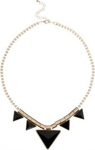 Gold And Black Triangle Necklace - secondary colour: gold; predominant colour: black; occasions: evening, work, occasion, holiday; style: choker/collar; length: short; size: standard; material: chain/metal; finish: metallic; embellishment: chain/metal