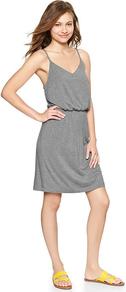 Modal Cami Dress - length: mid thigh; neckline: low v-neck; sleeve style: spaghetti straps; fit: fitted at waist; pattern: plain; waist detail: elasticated waist; style: vest; predominant colour: light grey; occasions: casual, holiday; fibres: viscose/rayon - stretch; sleeve length: sleeveless; pattern type: fabric; texture group: jersey - stretchy/drapey