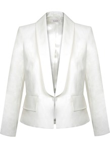 Linen Jacket, Natural - pattern: plain; style: single breasted tuxedo; collar: shawl/waterfall; predominant colour: white; occasions: evening, work, occasion; length: standard; fit: tailored/fitted; fibres: linen - mix; sleeve length: long sleeve; sleeve style: standard; texture group: linen; trends: tuxedo; collar break: medium; pattern type: fabric