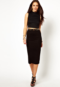 Double Layer Tube Skirt - length: below the knee; pattern: plain; fit: tight; waist detail: elasticated waist; waist: high rise; predominant colour: black; occasions: casual, evening, work, holiday; fibres: viscose/rayon - 100%; style: tube; texture group: jersey - clingy; pattern type: fabric