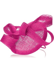 Cece Hat, Violet - predominant colour: hot pink; occasions: evening, occasion; type of pattern: standard; style: fascinator; size: small; material: sinamay; pattern: plain; trends: sculptural frills