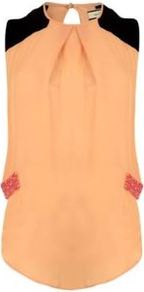 Silk Block Colour Swarovski Tank - sleeve style: sleeveless; waist detail: embellishment at waist/feature waistband; shoulder detail: contrast pattern/fabric at shoulder; predominant colour: nude; secondary colour: black; occasions: work, holiday; length: standard; style: top; fit: body skimming; neckline: crew; back detail: keyhole/peephole detail at back; sleeve length: sleeveless; texture group: silky - light; bust detail: tiers/frills/bulky drapes/pleats; pattern type: fabric; pattern: colourblock; embellishment: jewels; fibres: viscose/rayon - mix