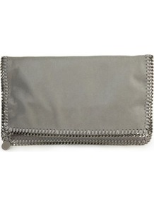 Stella Falabella Sd Silvch Clutch - predominant colour: silver; secondary colour: silver; occasions: evening, occasion; type of pattern: standard; style: clutch; length: hand carry; size: standard; material: leather; pattern: plain; finish: metallic; embellishment: chain/metal