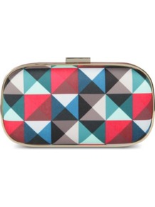 Marano Pyramid Clutch - occasions: evening, occasion; predominant colour: multicoloured; type of pattern: standard; style: clutch; length: hand carry; size: small; material: fabric; trends: modern geometrics; finish: plain; pattern: patterned/print