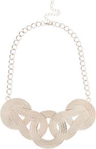 Gold Box Chain Knot Necklace - predominant colour: gold; occasions: casual, evening, occasion, holiday; style: choker/collar; length: short; size: standard; material: chain/metal; finish: metallic