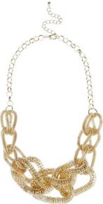 Gold Chunky Interlink Chain Necklace - predominant colour: gold; occasions: casual, evening, occasion, holiday; style: standard; length: short; size: standard; material: chain/metal; trends: metallics; finish: metallic; embellishment: chain/metal
