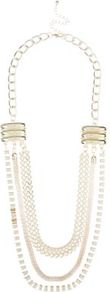 Gold Triple Chain Necklace - predominant colour: silver; occasions: evening, occasion, holiday; style: multistrand; length: long; size: large/oversized; material: chain/metal; trends: metallics; finish: metallic; embellishment: chain/metal
