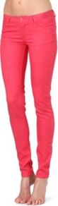 Fashion Super Skinny Mid Rise Jeans - style: skinny leg; length: standard; pattern: plain; pocket detail: traditional 5 pocket; waist: mid/regular rise; predominant colour: coral; occasions: casual, evening; fibres: cotton - mix; texture group: denim; pattern type: fabric