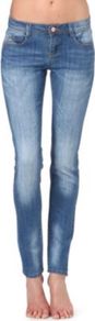 Vintage Skinny Mid Rise Jeans - style: skinny leg; length: standard; pattern: plain; pocket detail: traditional 5 pocket; waist: mid/regular rise; predominant colour: denim; occasions: casual, evening; fibres: cotton - stretch; jeans detail: shading down centre of thigh; texture group: denim; pattern type: fabric