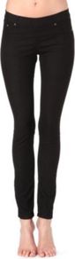 Skinny Mid Rise Jeggings - length: standard; pattern: plain; waist: low rise; style: jeggings; pocket detail: traditional 5 pocket; predominant colour: black; occasions: casual, evening; fibres: cotton - stretch; texture group: denim; pattern type: fabric
