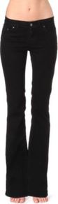 Bootcut Mid Rise Jeans - style: bootcut; pattern: plain; waist: low rise; pocket detail: traditional 5 pocket; length: extra long; predominant colour: black; occasions: casual, evening; fibres: cotton - stretch; texture group: denim; pattern type: fabric