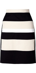 Colourblock Pencil Skirt - pattern: horizontal stripes; style: pencil; fit: tailored/fitted; waist: high rise; secondary colour: stone; predominant colour: black; occasions: evening, work, occasion; length: just above the knee; fibres: cotton - stretch; texture group: cotton feel fabrics; pattern type: fabric; pattern size: standard