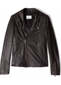 Moonless Night Crushed Leather Biker Jacket - pattern: plain; style: biker; collar: asymmetric biker; fit: slim fit; predominant colour: black; occasions: casual; length: standard; fibres: leather - 100%; sleeve length: long sleeve; sleeve style: standard; texture group: leather; collar break: medium; pattern type: fabric
