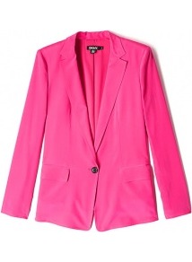 Punch Pink Silk Jacket - pattern: plain; style: single breasted blazer; collar: standard lapel/rever collar; predominant colour: hot pink; occasions: casual, evening, work; length: standard; fit: tailored/fitted; sleeve length: long sleeve; sleeve style: standard; texture group: silky - light; collar break: low/open; pattern type: fabric; fibres: silk - stretch