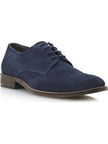 Beaumont Suede Lace Up Brogue - predominant colour: navy; occasions: casual, work; material: suede; heel height: flat; toe: round toe; style: brogues; finish: plain; pattern: plain