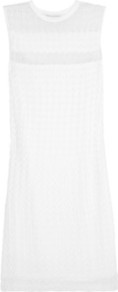 Dayo Smocked Crepe And Silk Chiffon Dress - style: shift; pattern: plain; sleeve style: sleeveless; predominant colour: white; occasions: casual, evening, occasion; length: just above the knee; fit: straight cut; neckline: crew; sleeve length: sleeveless; texture group: sheer fabrics/chiffon/organza etc.; trends: glamorous day shifts; pattern type: fabric; fibres: viscose/rayon - mix