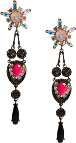Flower Chandelier Swing Earrings - occasions: casual, occasion; predominant colour: multicoloured; style: chandelier; length: long; size: large/oversized; material: chain/metal; fastening: pierced; finish: plain; embellishment: jewels