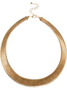 Slinky Chain Collar Necklace - predominant colour: gold; occasions: casual, evening, work, occasion, holiday; style: choker/collar; length: short; size: standard; material: chain/metal; finish: metallic