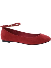 Liquid Ballet Flats - predominant colour: burgundy; occasions: casual, evening, work; material: fabric; heel height: flat; ankle detail: ankle strap; toe: round toe; style: ballerinas / pumps; finish: plain; pattern: plain