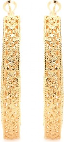 Gold Plated Hoop Earrings - predominant colour: gold; occasions: evening; style: hoop; length: long; size: large/oversized; material: chain/metal; fastening: pierced; finish: metallic