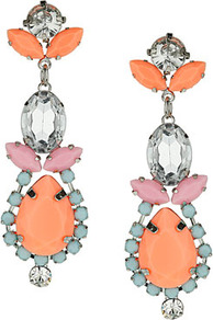 Pastel And Neon Stone Earrings - occasions: evening; predominant colour: multicoloured; style: drop; length: long; size: large/oversized; material: chain/metal; fastening: pierced; finish: plain; embellishment: jewels
