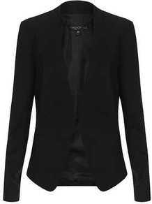 Tall Tailored Blazer Jacket - pattern: plain; style: single breasted blazer; collar: shawl/waterfall; predominant colour: black; occasions: casual, evening, work, occasion; length: standard; fit: tailored/fitted; fibres: polyester/polyamide - stretch; hip detail: dip hem; back detail: shorter hem at back than at front; sleeve length: long sleeve; sleeve style: standard; trends: tuxedo; waist detail: drop waist; collar break: low/open; pattern type: fabric; texture group: woven light midweight
