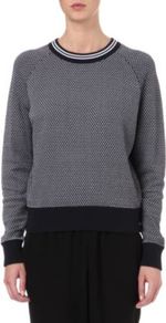 Coranda Honeycomb Jumper - sleeve style: raglan; style: standard; secondary colour: white; predominant colour: black; occasions: casual, work; length: standard; fibres: polyester/polyamide - mix; fit: standard fit; neckline: crew; bust detail: contrast pattern/fabric/detail at bust; sleeve length: extra long; texture group: knits/crochet; trends: sporty redux; pattern type: knitted - other; pattern size: light/subtle; pattern: patterned/print