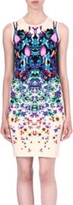 Mirror Print Dress - style: shift; fit: tight; sleeve style: sleeveless; occasions: evening, occasion; length: just above the knee; fibres: viscose/rayon - stretch; neckline: crew; predominant colour: multicoloured; sleeve length: sleeveless; texture group: jersey - clingy; trends: statement prints; pattern type: fabric; pattern size: light/subtle; pattern: patterned/print