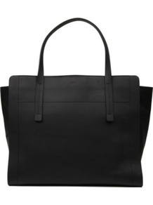 Leather Tote - predominant colour: black; occasions: casual, work; type of pattern: standard; style: tote; length: handle; size: oversized; material: leather; pattern: plain; finish: plain